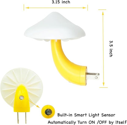 ZEZHOU Sensor LED Night Light - Plug in Wall Mushroom Nightlight, Energy Saving Lamp Cute Mushroom Night Lights for Adults Kids Bedroom, Bathroom, Toilet, Stairs, Kitchen, Hallway Corridor, Warm White