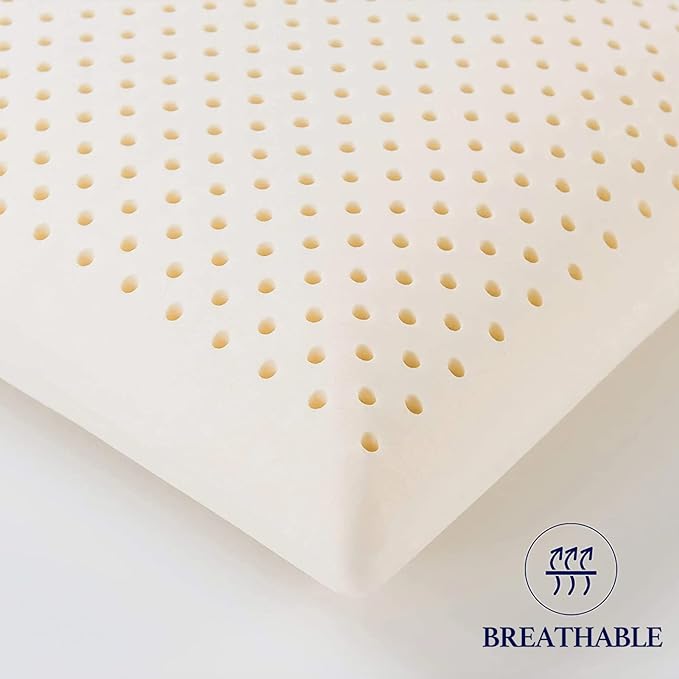 100% Talalay Latex Pillow, Extra Soft Queen Size Latex Pillow for Sleeping, Bed Pillow for Back, Side and Stomach Sleepers, Helps Relieve Shoulder and Neck Pain [Breathability][High Elasticity]