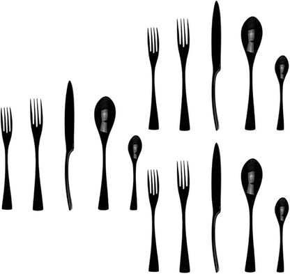 18/10 Stainless Steel Flatware Set,Luxury Black Cutlery Silverware Dinner Service Dessert Fork Tea Spoon Knife,for Home Kitchen Restaurant Hotel, Qty=15 Pcs