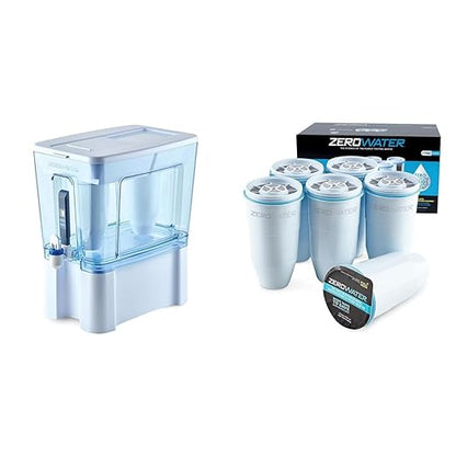 ZeroWater 52-Cup Ready-Read 5-Stage Water Filter Dispenser & Official Replacement Filter - 5-Stage 0 TDS Filter Replacement - System IAPMO Certified to Reduce Lead, Chromium