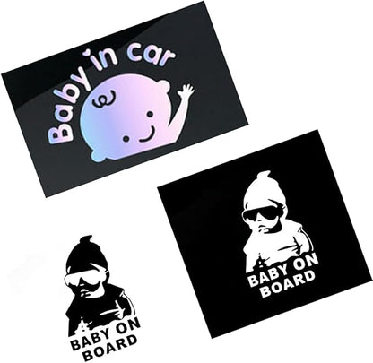 【Baby in Car 】Stickers for Car & 【Baby on Board 】Decals for Cars, Baby Safety Car Signs, Funny Baby Car Stickers (3Pcs)