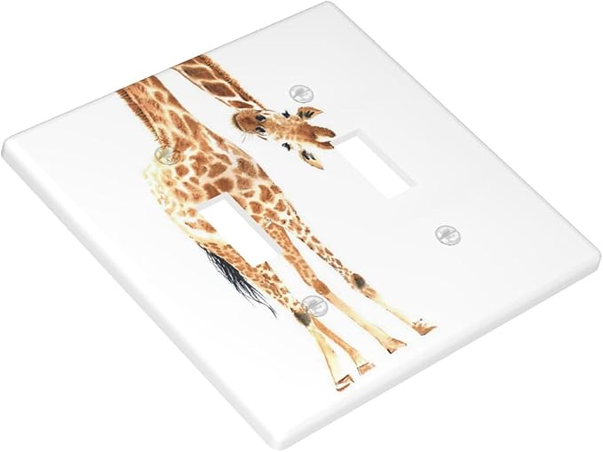 Wild Animal Watercolor Giraffe Light Switch Cover Decorative Double Plastic Toggle Wall Plate Outlet Cover for Women Girls Bedroom Kitchen Living Room Decor 4.5 * 4.5