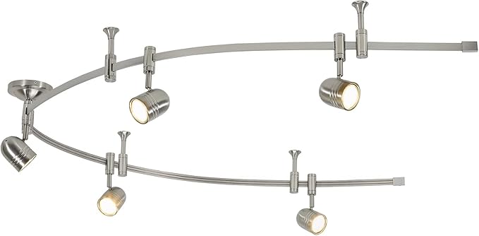 Catalina Lighting 96" Track Ceiling Light, Brushed Nickel, Transitional 5-Light LED Flex Track, Bulb Included, for Kitchen, Living Room, Home Lighting