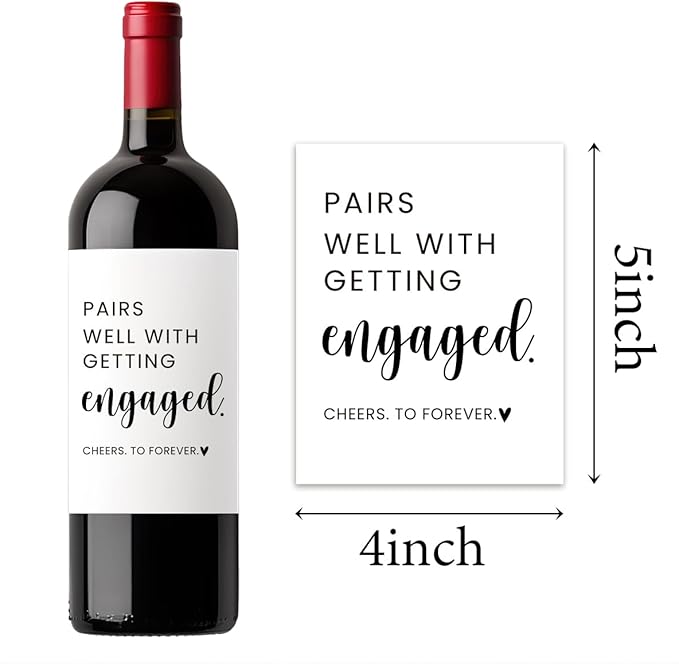 (8 Pcs) Engagement Gifts for Couples Her, Engagement Wine Labels, Engagement Party Decorations Gifts for Engaged Couple Wine Bottle Stickers, Pairs Well with Getting Engaged Wine Labels