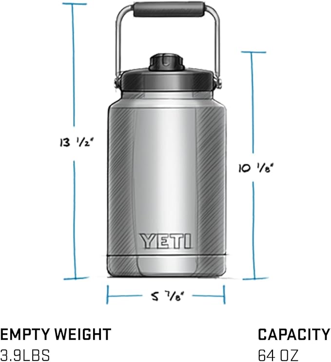 YETI Rambler Half Gallon Jug, Vacuum Insulated, Stainless Steel with MagCap, Rescue Red