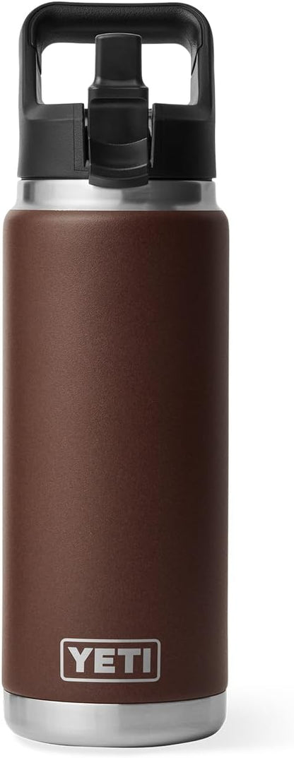 YETI Rambler 26 oz Bottle, Vacuum Insulated, Stainless Steel with Straw Cap, Wetlands Brown