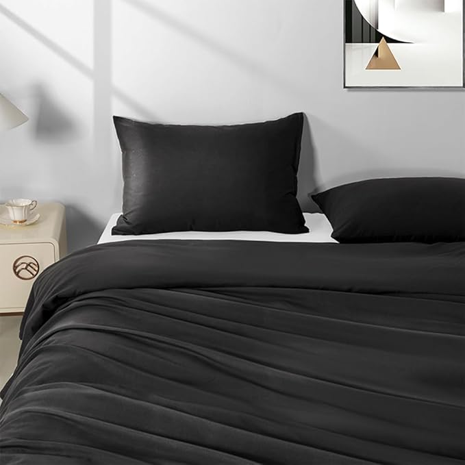 2 Pack Microfiber King Zipper Pillowcases, Soft Comfortable Not Shrink Black Pillow Case, Breathable Pillow Cases Set of 2 (20x36 Inches)