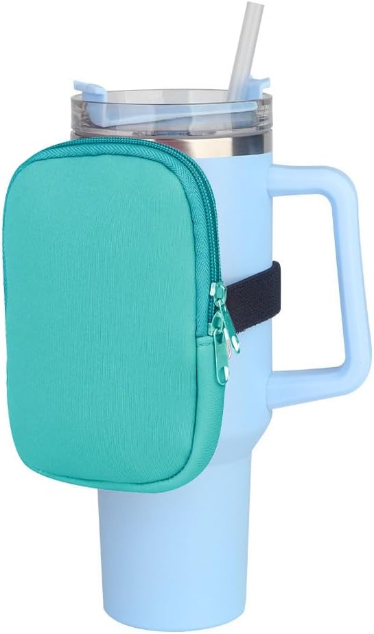 1 Pack Water Bottle Pouch Fit for Stanley Quencher Adventure 40oz Tumbler, Gym Water Bottle Pouch Running Water Bottle Handheld Caddy Compatible With Stanley Tumbler - Blue