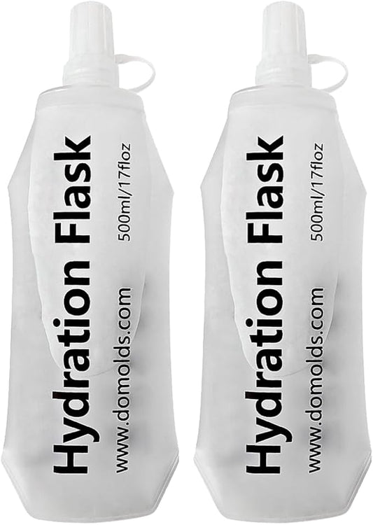 2 Pack 500 ml/17 oz Soft Flask, Flexible TPU Soft Water Flask for Running Vest, BPA-Free Hydration Flask for Running, Hiking, Cycling, Climbing-White