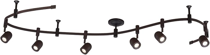 Catalina Lighting 96" 6-Light Integrated LED Flex Track Spotlight Ceiling Light, Oil Rubbed Bronze, for Kitchen, Living Room, Home Lighting