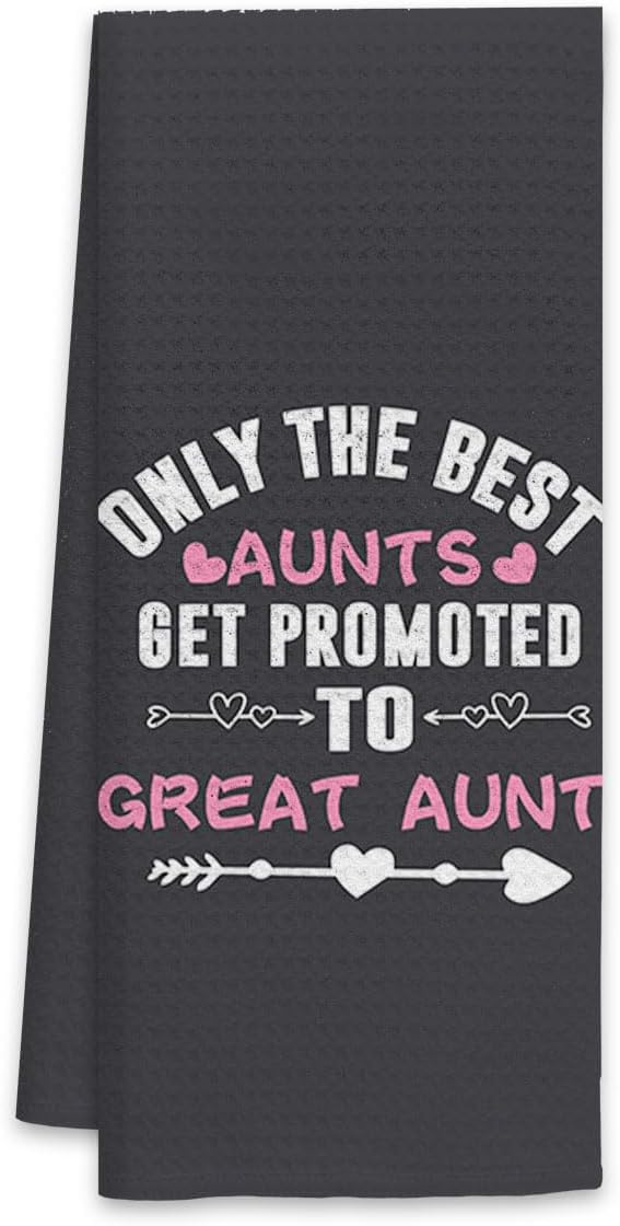 Voatok Promoted to Great Aunt Kitchen Dish Towels 16x24 - Great Aunt Gifts, Great Aunt Baby Announcement Hand Towels for Bathroom Kitchen, Aunt