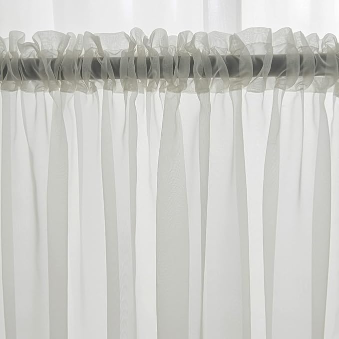 Windows Semi Ivory Sheer Curtains 90 Inches Length 52 Inches Width 2 Panels Set Translucent Sheer Curtain Basic Rod Pocket for Bedroom Children Living Room Yard Kitchen