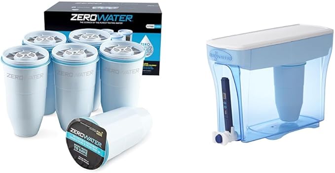 ZeroWater Official Replacement Filter (6-Pack) and 23-Cup 5-Stage Water Filter Dispenser