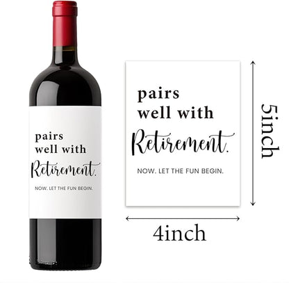 (8 Pcs) Retirement Gifts for Women Men, Retirement Wine Labels, Happy Retirement Party Decorations Wine Bottle Stickers Gifts for Coworker Grandparents, Pairs Well with Retirement Wine Labels