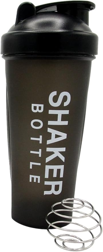 2 Pack Nutritional Protein Shaker Bottles 20oz Mixing Cups BPA Free Mix & Drink Shakes Smoothies Water More (WhiteBlack)(21003-C300)