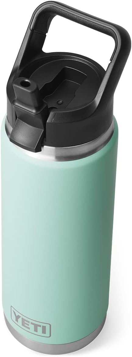 YETI Rambler 26 oz Bottle, Vacuum Insulated, Stainless Steel with Straw Cap, Seafoam