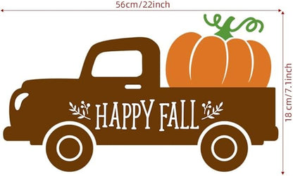 Set of 4 Fall Wall Decals Stickers, Autumn Pumpkin Truck Maple Leaves Decorations Bedroom Art, Thanksgiving Farmhouse Living Room Home Kitchen Decor