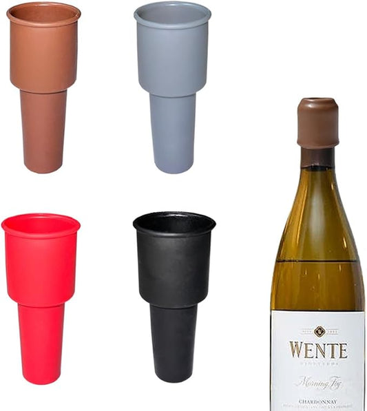 Wine Stoppers for Wine Bottles, Universal reusable wine stoppers, Silicone Wine Stopper Wine Bottle Stopper for Beer, Champagne, Prosecco Home Use (4)