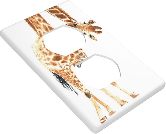 Wild Animal Watercolor Giraffe Light Switch Cover Decorative Duplex Electrical Outlet Plastic Wall Plate Outlet Cover for Women Girls Bedroom Kitchen Living Room Decor 4.5 * 2.76