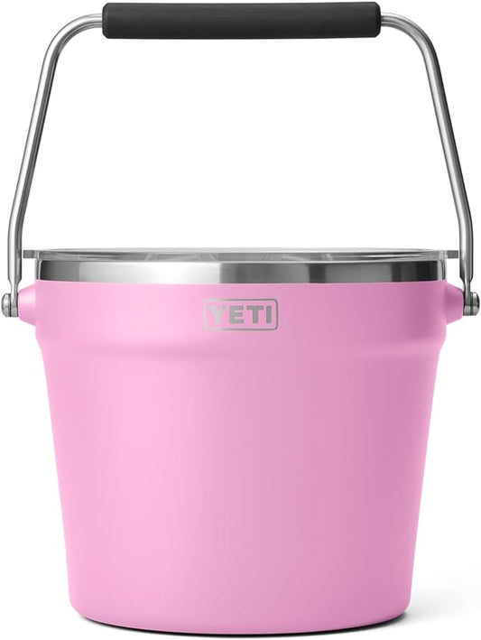 YETI Rambler Beverage Bucket, Double-Wall Vacuum Insulated Ice Bucket with Lid, Power Pink