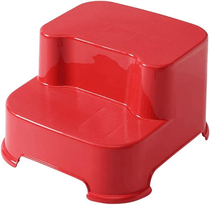 Toyvian Two Step Step Stools Safety Steps Toilet Potty Training Stool Non- Slip Foot Stool Bedside Step Stool for Kitchen Bathroom Bedroom Red