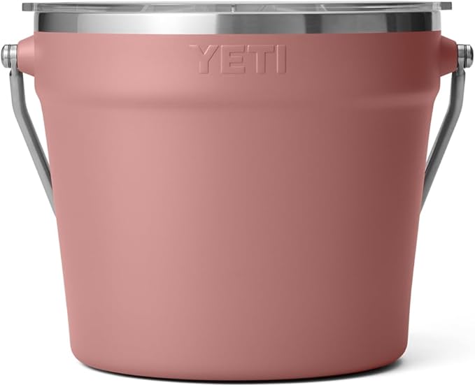 YETI Rambler Beverage Bucket, Double-Wall Vacuum Insulated Ice Bucket with Lid, Sandstone Pink