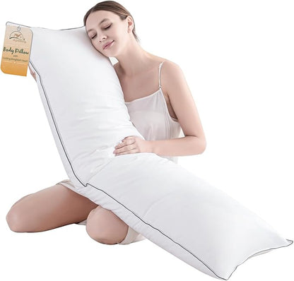 100% Breathable Cotton Cover Body Pillow for Adult Cooling Weighted Body Pillows Insert, Firm Support, and Unique Contour Swan Design for Full Body Relaxation 20 * 54