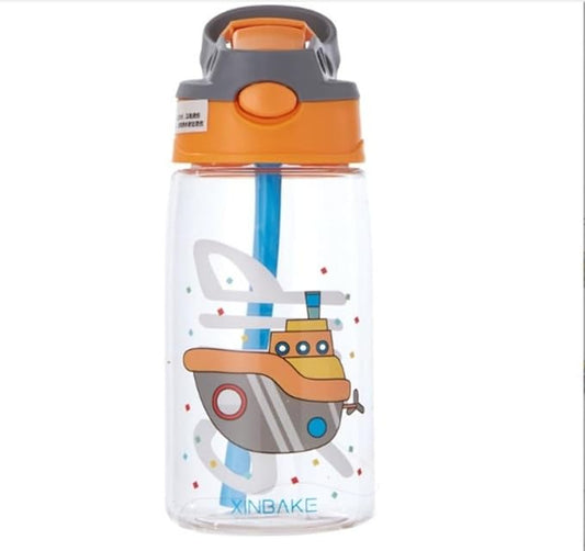 16.23oz Cute Cartoon Water Bottle,Portable Sports Water Cup With Carrying Straw,Suitable For Outdoor Camping Picnic Travel (White)