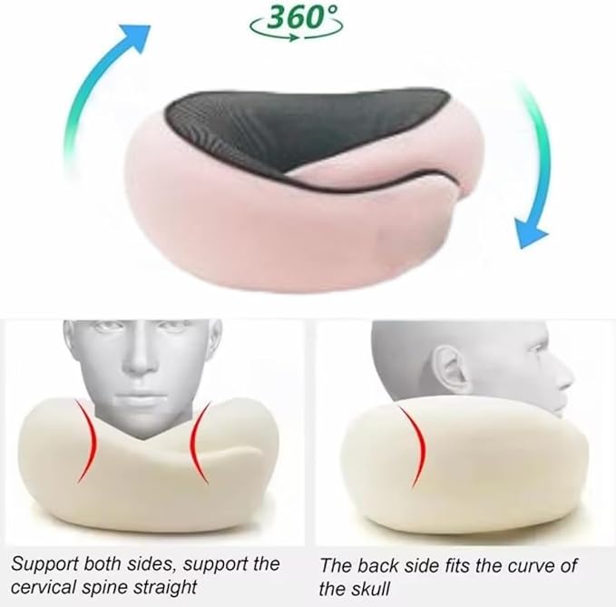 Memory Form Airplane Pillow for Long Flights. Removable Cover, Neck Pillow for Travel. Ideal for Flights,Car and Home Use. Reduces Pressure Points.