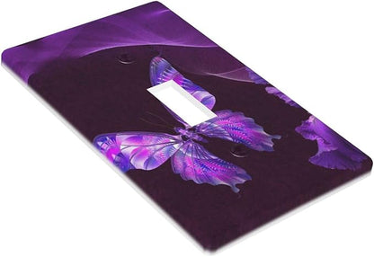 Purple Butterfly Flower Single Toggle Light Switch Wall Plate Cover Decorative 1-Gang for Girls Room Bathroom Bedroom Home Kitchen One Lightswitch Polycarbonate 4.5" x 2.76"