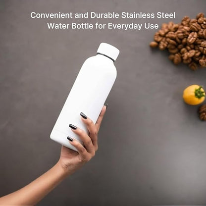 17 oz Matte Finish Stainless Steel Water Bottle | Leak Proof | Wide Mouth & Easy to Open | Easy Grip | Perfect for staying hydrated at School, College, Work, Gym (White)