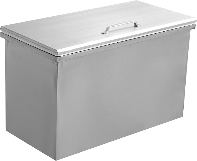 Upgraded Drop in Ice Chest, Stainless Steel Ice Cooler, Commercial Ice Bin with Cover, Outdoor Kitchen Ice Bar, Drain-Pipe and Drain Plug Included, for Cold Wine Beer