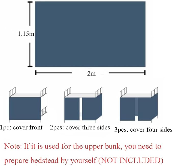 PENINSULA LOVE Bottom Bunk Bed Curtains Breathable Bed Blackout Canopy Single Bed Privacy Curtain Dorm Home Dust-Proof Shading Drapes Underbed Loft Bed Tent Curtains with Rope and Loop