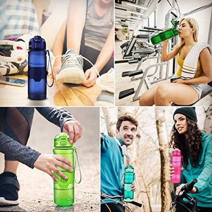 ZORRI 14/17/ 24/32 OZ Water Bottles, BPA Free Tritan Lightweight Leak Proof Sport Bottle with Brush, Lock Feature, Track Marker, and Flip Lid for Kids School, Fitness, Office, Sports & Outdoors