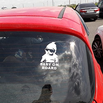 【Baby in Car 】Stickers for Car & 【Baby on Board 】Decals for Cars, Baby Safety Car Signs, Funny Baby Car Stickers (4Pcs White)