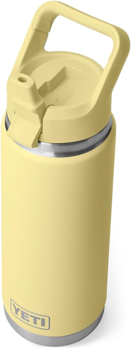 YETI Rambler 26 oz Bottle, Vacuum Insulated, Stainless Steel with Color Matching Straw Cap, Daybreak Yellow