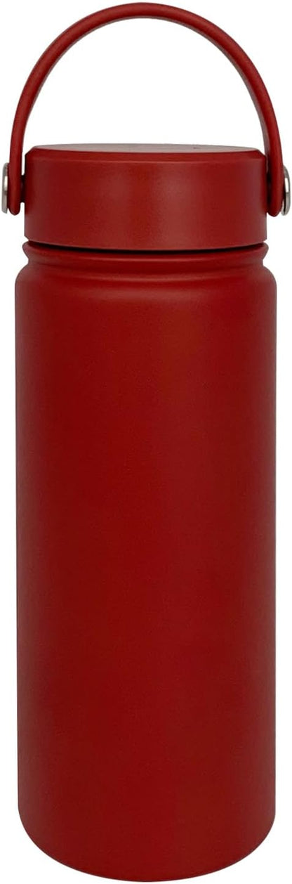 18oz Insulated Water Bottle ，Stainless Steel Sports Water Cup Flask with 2 Lids, Wide Mouth Travel Thermal Mug,Outdoor Sports Bottle（Deep red）