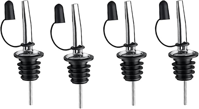 12 Pack Stainless Steel Liquor Bottle Pourers with Siamese Rubber Dust Caps bottle spout and Liquor Pourers