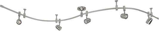 Catalina Lighting 96" Track Ceiling Light, Brushed Nickel, Transitional 5-Light LED Flex Track, Bulb Included, for Kitchen, Living Room, Home Lighting