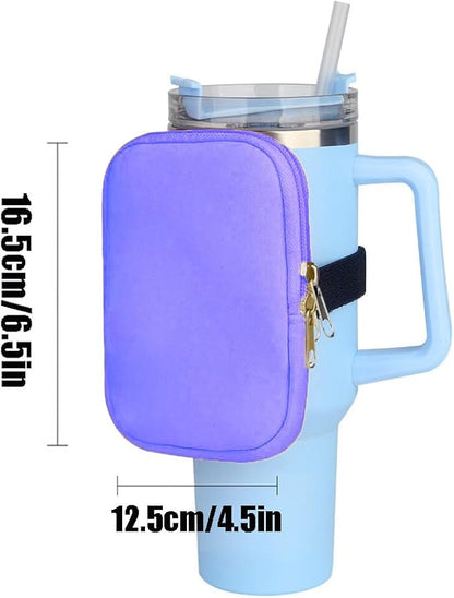 1 Pack Water Bottle Pouch Fit for Stanley Quencher Adventure 40oz Tumbler, Gym Water Bottle Pouch Running Water Bottle Handheld Caddy Compatible With Stanley Tumbler - Purple