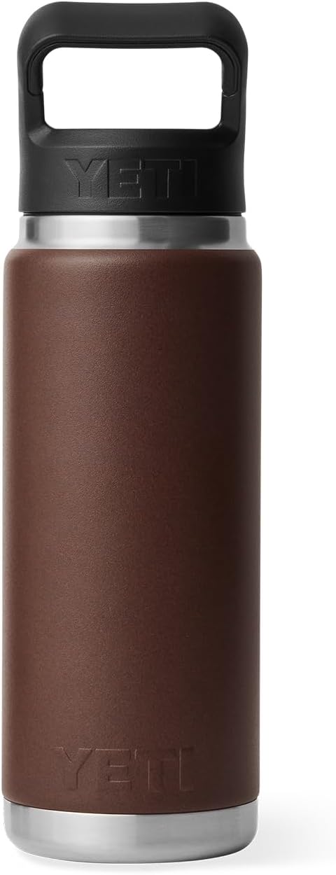 YETI Rambler 26 oz Bottle, Vacuum Insulated, Stainless Steel with Straw Cap, Wetlands Brown