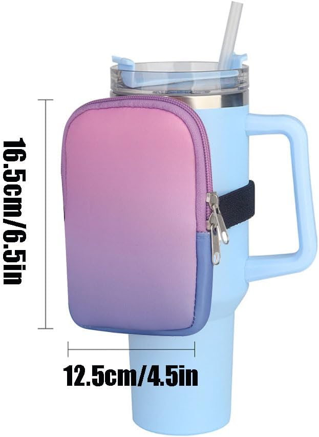 1 Pack Water Bottle Pouch Fit for Stanley Quencher Adventure 40oz Tumbler, Gym Water Bottle Pouch Running Water Bottle Handheld Caddy Compatible with Stanley Tumbler - Gradual Purple