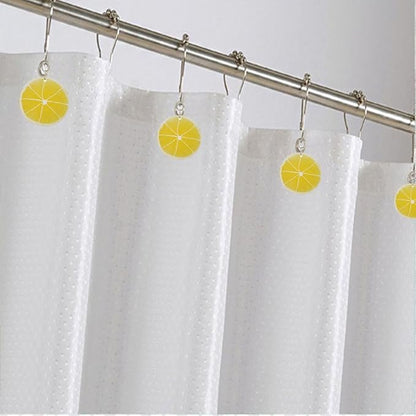 Yellow Lemon Shower Curtain Hooks for Bathroom, Rustproof Stainless Steel Decorative Shower Curtain Rings with Simulated Lemon Slice Pendant for Fruit Summer Theme Bathroom Decor (A)