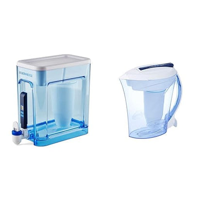 ZeroWater Water Filter Dispenser (22 Cup) and Pitcher (10 Cup) Bundle