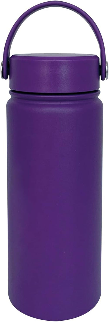 18oz Insulated Water Bottle ，Stainless Steel Sports Water Cup Flask with 2 Lids, Wide Mouth Travel Thermal Mug,Outdoor Sports Bottle（Purple）