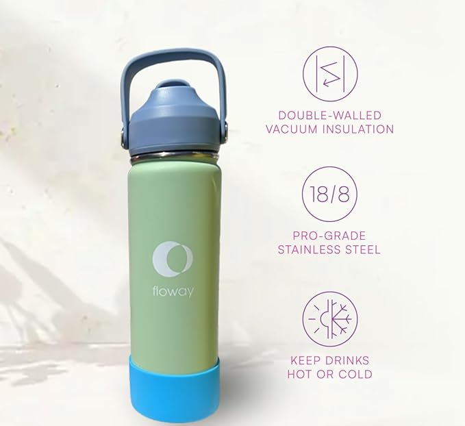 18oz Stainless Steel Vacuum Insulated Water Bottle with Straw Lid and Cleaning Brush, BPA Free, Leakproof, Temp Control, for Hot and Cold Drinks (Cool Mint, 18oz)