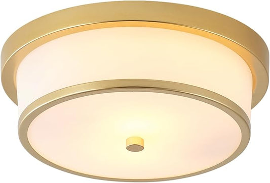 12 inch Flush Mount Ceiling Light, 2-Light Close to Ceiling Light Fixtures with Gold Finish for Bathroom Bedroom Kitchen Hallway (Gold)