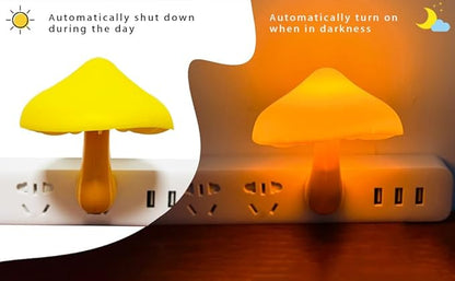 ZEZHOU Sensor LED Mushroom Night Light - Plug-in Wall Dream Bed Room Nightlight for Adults Kids Cute Mushroom Lamp Cottagecore Decor for Bedroom, Bathroom, Stairs, Hallway Corridor, Warm Yellow