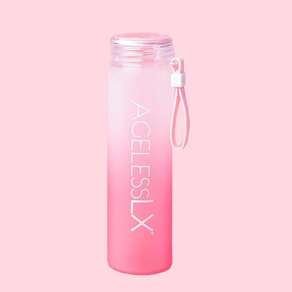 16 oz Glass Water Bottle with Lid, BPA Free & Eco Friendly, Pink