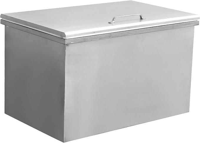 Upgraded Drop in Ice Chest, Stainless Steel Ice Cooler, Commercial Ice Bin with Cover, Outdoor Kitchen Ice Bar, Drain-Pipe and Drain Plug Included, for Cold Wine Beer